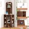 Costway 6-Tier Corner Shelf 63" Tall Corner Bookshelf with 2 USB Ports & Charging Station Brown/White